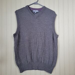 Davis & Squire Extra Fine Merino Wool Sweater Vest V-Neck Blue Men's Large